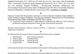 Zarzadzenie Nr 0050.695.2022 Burmistrza Makowa Podhalańskiego z dnia 28 lipca 2022 w sprawie ogłoszenia o konkurs dla podmiotów leczniczych na wybór realizatorów świadczeń terapii uzależnień w ramach Gminnego Programu Profilaktyki i Rozwiązywania Problemów Alkoholowych oraz Przeciwdziałania Narkomanii dla Gminy Maków Podhalański na lata 2022-2023