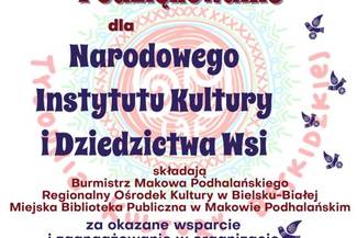 Podziękowania dla Narodowego Instytutu Kultury i Dziedzictwa Wsi