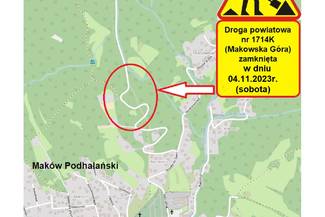 Droga powiatowa nr 1714K (Makowska Góra) będzie nieprzejezdna